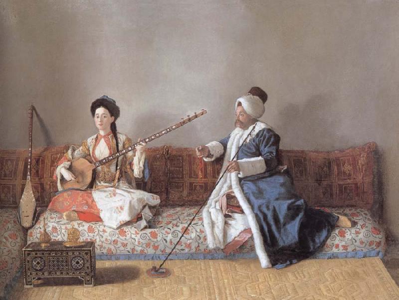 Jean-Etienne Liotard Portrait of M.Levett and of Mlle Glavany Seated on a Sofa Norge oil painting art